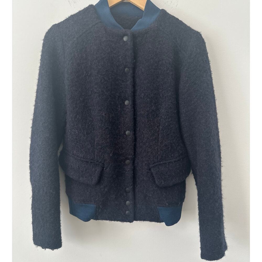 Patrik Ervell Wool Collegiate Jacket Womens Size 1 Navy Blue Bomber Casual